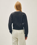 W FLOWER CLASSIC LOGO CROP SWEATSHIRT IN CHARCOAL GREY image 3
