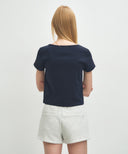 W BASIC CROP TEE IN NAVY image 3