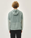 HOODED PACKABLE NYLON JACKET IN MINT GREY image 3