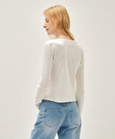 W FLOWER PATTERN LONG SLEEVE TEE IN IVORY image 3