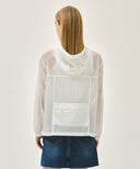 HOODED PACKABLE NYLON JACKET IN WHITE image 3
