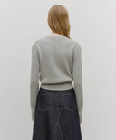 W CLASSIC LOGO CROP KNIT IN MELANGE GRAY image 3