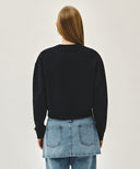 W CLASSIC LOGO CROP SWEATSHIRT IN NAVY image 3