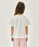 KIDS W BALLOON SLEEVE PEPLUM TEE IN WHITE image 3