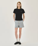 W VINTAGE CLASSIC LOGO SWEAT SHORTS IN HEATHER GREY image 3