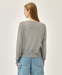 W SHEER KNIT CARDIGAN IN MELANGE GRAY image 6