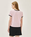 W CLASSIC LOGO RINGER TEE IN LIGHT PINK image 3