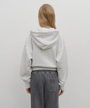 W SMALL CLASSIC LOGO CROP HOODIE IN LIGHT HEATHER GREY image 11