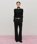 W LACE POINT BOOTS CUT SWEAT PANTS IN BLACK image 9