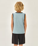 KIDS WAFFLE RINGER SLEEVELESS IN LIGHT BLUE image 3