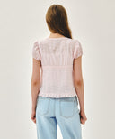 W PUFF SLEEVE LACE SHIRT IN LIGHT PINK image 3