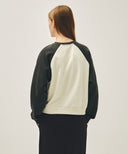 W BLOCK CLASSIC LOGO RAGLAN CROP SWEATSHIRT IN CHARCOAL GREY image 3