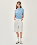 W LONG BERMUDA DENIM PANTS IN WHITE image 3