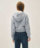 W BACK CLASSIC LOGO CROP HOODIE ZIPUP IN HEATHER GREY image 3