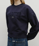 W RAW EDGE APPLIQUE LOGO CROP SWEATSHIRT IN NAVY image 4
