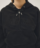 W CLASSIC LOGO CROP HOODIE ZIPUP IN BLACK BLACK image 4