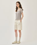 W BERMUDA HALF PANTS IN IVORY image 4