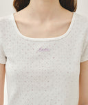 W FLOWER CROP TEE IN IVORY