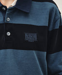 WASHED DENIM COLLAR LONG SLEEVE TEE IN BLUE image 4