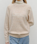LETTERING LOGO KNIT PULLOVER IN BEIGE image 4