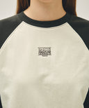 W BLOCK CLASSIC LOGO RAGLAN CROP SWEATSHIRT IN CHARCOAL GREY image 4