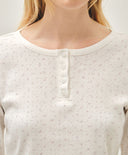 W FLOWER PATTERN LONG SLEEVE TEE IN IVORY image 4