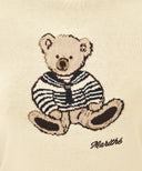 W DOODLE BEAR HALF KNIT PULLOVER IN IVORY image 4