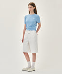 W LONG BERMUDA DENIM PANTS IN WHITE image 4