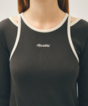 W SLEEVELESS LAYERED LONG SLEEVE TEE IN CHARCOAL GREY image 4