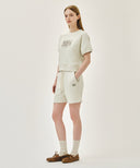 W VINTAGE CLASSIC LOGO SWEAT SHORTS IN OATMEAL image 4