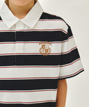 KIDS MULTI STRIPE COLLAR TEE IN NAVY image 4
