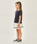 KIDS W MARINE PLEATED SKIRT IN IVORY image 4
