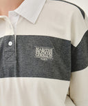 SMALL CLASSIC LOGO RUGBY STRIPE OVERSIZED COLLAR TEE IN IVORY image 8