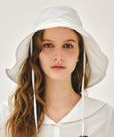 W STRAP SEERSUCKER WIDE BUCKET HAT IN IVORY image 4
