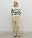 W STRIPE POLO KNIT IN IVORY image 5