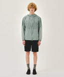 HOODED PACKABLE NYLON JACKET IN MINT GREY image 5