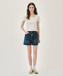 W FLOWER CROP TEE IN IVORY