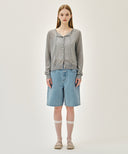 W SHEER KNIT CARDIGAN IN MELANGE GRAY image 8