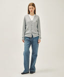 SMALL CLASSIC LOGO V-NECK KNIT CARDIGAN IN GRAY image 5