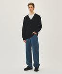 SMALL CLASSIC LOGO V-NECK KNIT CARDIGAN IN BLACK image 5