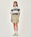 SMALL CLASSIC LOGO RUGBY STRIPE OVERSIZED COLLAR TEE IN IVORY image 9