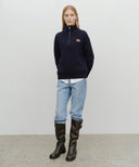 HALF NECK ZIPUP KNIT IN NAVY image 5
