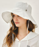 W STRAP SEERSUCKER WIDE BUCKET HAT IN IVORY image 5