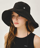 W STRAP SEERSUCKER WIDE BUCKET HAT IN BLACK image 5
