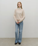 LETTERING LOGO KNIT PULLOVER IN BEIGE image 5