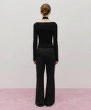 W LACE POINT BOOTS CUT SWEAT PANTS IN BLACK image 11