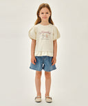 KIDS W BALLOON SLEEVE PEPLUM TEE IN CREAM image 5