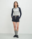 W BASIC CROP LONG SLEEVE IN HEATHER GREY image 5