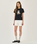 W DOODLE BEAR TEE IN NAVY image 5