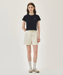 W SMALL LETTERING SLIM CROP TEE IN NAVY image 5